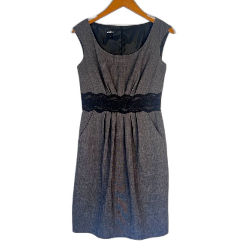 ALYX Gray Sleeveless Lace Waistband Sheath Cocktail Dressy‎ Dress Size 4